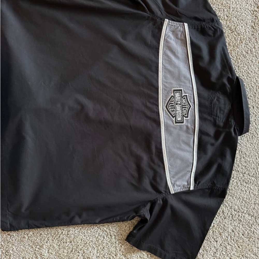 Harley-Davidson Orange and Black Casual Button Down Shirt - Picture 7 of 11